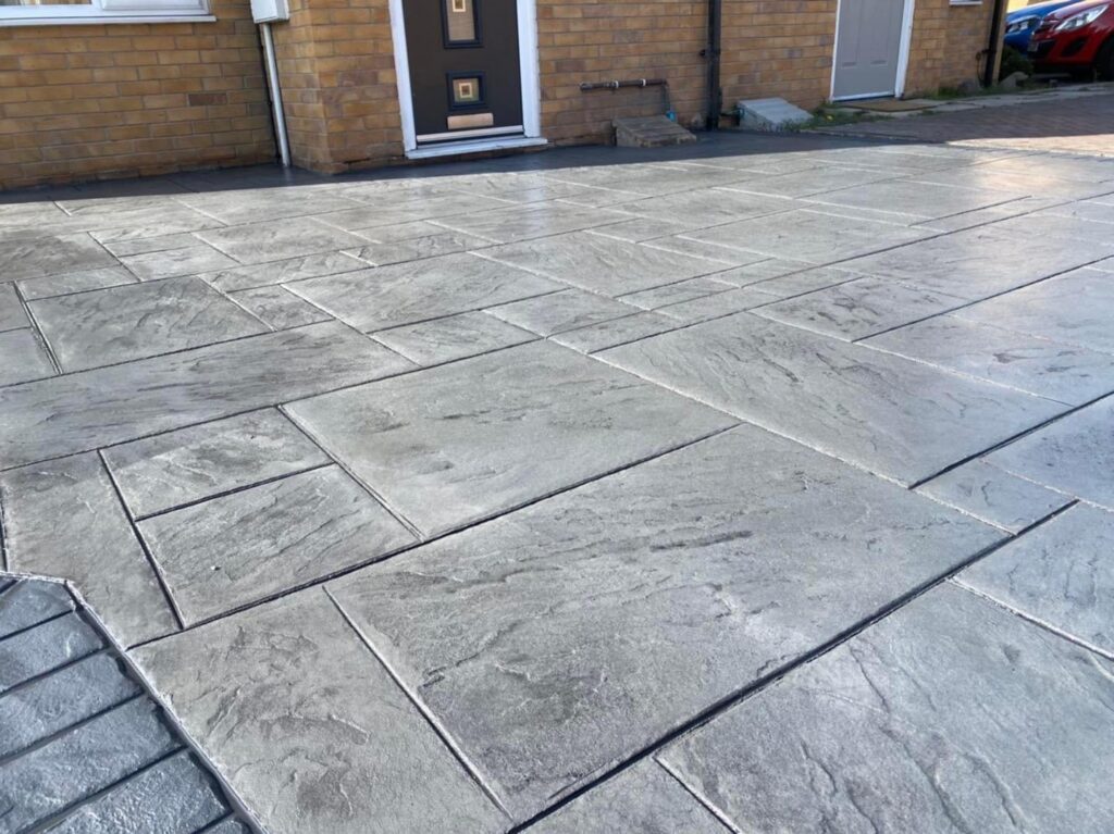 Imprinted concrete driveway installation in Bristol