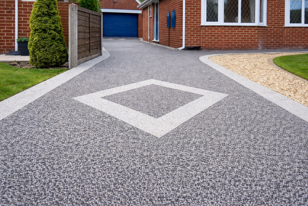 Modern driveway paving with decorative pattern in Bristol